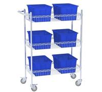 Chariot utilitaire robuste de 3 niveaux avec paniers, chariot de rangement à roulement réglable, unité d'étagères de fil en acier durable pour l'organisation d'atelier de garage, Caddy d'outil mobile