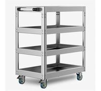 Chariot utilitaire robuste en acier inoxydable avec roues - Organiseur d'outils roulants à 2 niveaux pour garage, atelier, entrepôt et atelier de réparation - Chariot à outils de grande capacité