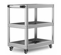 Chariot utilitaire robuste en acier inoxydable avec roulettes, organiseur mécanique de grande capacité pour garage, entrepôt, atelier de réparation