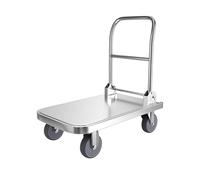 Chariot utilitaire robuste en acier inoxydable - Diable industriel avec roues silencieuses pour entrepôt et atelier
