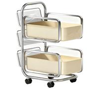 Chariot Utilitaire Roulant À 2 Niveaux Cadre en Acier Au Carbone avec Tiroir Amovible et 2 Roues Verrouillables Étagères et Rangement pour La Cuisines, La Buanderie(Black)