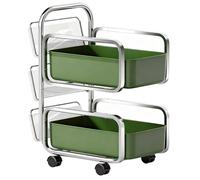 Chariot Utilitaire Roulant À 2 Niveaux Cadre en Acier Au Carbone avec Tiroir Amovible et 2 Roues Verrouillables Étagères et Rangement pour La Cuisines, La Buanderie(Green)