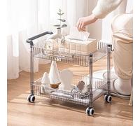 Chariot utilitaire roulant en acrylique - Chariot de rangement à 3 niveaux avec roues et poignée pour bureau, maison et cuisine - Solution d'étagère mobile polyvalente, durable et élégante