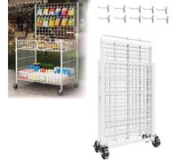 Chariot utilitaire roulant robuste de 66 cm/81,3 cm/101,6 cm - Étagère de marché mobile en métal avec crochets, chariot pliable pour collations et aliments pour rues, marchés de nuit, écoles (blanc