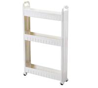 Chariot utilitaire sur roulettes, chariot de rangement fin à 3 niveaux avec crochets et cloisons, étagère étroite en plastique avec poignées pour cuisine, salle de bain, bureau, buanderie, rangemen