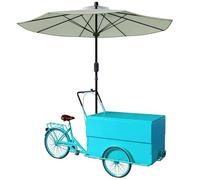 Chariot Vendeur Marché À Roues, Extérieur Avec Auvent, Kiosque Stand Vente Au Détail Adapté Une Utilisation Dans La Rue, Marchés Producteurs, Foires Artisanales(Blue)