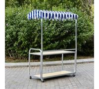 Chariot vendeur portable avec auvent, rangement et plan de travail | Kiosque extérieur renforcé pour marchés et vente ambulante en bord de route(B,100*48cm/39.4*18.9in)