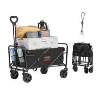 Chariot VEVOR, chariot de plage avec roues tout-terrain de 5 pouces chariot robuste et pliable avec une capacité de charge de 220 livres (100 kg) et porte-boissons, chariot de sport pour le camping, l