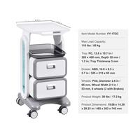 Chariot VEVOR Lab, coque résistante en PP, grand espace de rangement, mobilité facile, blanc 4 ABS 3