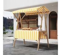 Chariots de marché Fermier en Bois, Étal de marché Chariot De Vente Ambulant Pliable, Tente D'événement Extérieure Pour Jardin De Terrasse De Marché(Yellow1,150cm/59in)