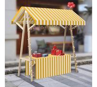 Chariots de marché Mobiles en Bois avec auvent et Drapeau, kiosque de 120/150 cm pour Fleurs, vendeurs ambulants, présentoir de marché Fermier - Jaune, Facile à déplacer