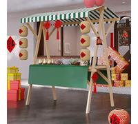 Chariots De Marché, Prèsentoir Mobile Avec Auvent En Bois De Restauration Portables Pare-soleil À Bonbons Sur Roulettes Pour Fêtes(Green4,120cm/47.2in)