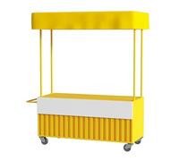 Chariots De Nourriture De Rue Mobiles Commerciaux, Chariots De Vendeurs D'extérieur, Chariot D'exposition, Kiosques Couverts, Stands De Nourriture De Rue(Yellow,L 180cm/70.9in)