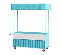 Chariots De Nourriture De Rue Mobiles Commerciaux, Chariots De Vendeurs D'extérieur, Chariot D'exposition, Kiosques Couverts, Stands De Nourriture De Rue(Blue,L 180cm/70.9in)