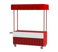 Chariots De Nourriture De Rue Mobiles Commerciaux, Chariots De Vendeurs D'extérieur, Chariot D'exposition, Kiosques Couverts, Stands De Nourriture De Rue(Red,L 160cm/63in)