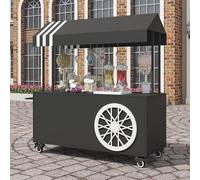 Chariots De Restauration Portables À roulettes, Stand de Marché Extérieur, Stands de Vente Ambulants en Extérieur pour Hot-Dogs et Glaces(Black,120cm/47.2in)