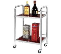 Chariots de service à deux niveaux/trois niveaux à roulettes pour salle à manger, vin, hot pot, service traiteur, hôtel, acier inoxydable (deux couches) (trois couches)