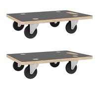 vidaXL Chariots sur roulettes rectangulaires 2 pièces 60×40×11,5 cm