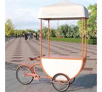 Chariots Nourriture Commerciaux Créatifs, Présentoir À Vendre, Chariot Vélo Vendeur Mobile, Tricycle Portable En Fer For Événements, Rues, Centres(Orange white)