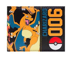 Charizard Feu Flamboyant 006 Pokeball Portefeuille Bi-Fold Porte-ID & Porte-Carte, Orange