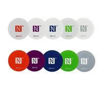 CharJenPro 10 autocollants NFC colorés, 30 mm, NTAG 213 + 215, compatible avec tous les smartphones/tablettes