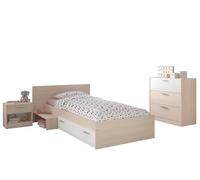 PARISOT Chambre Enfant Complète style contemporain décor acacia clair et blanc - l 90 x L 190 cm - CHARLEMAGNE