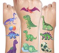 CHARLENT 110 Tatouages Temporaires Dinosaures à Paillettes pour Enfants, 14 Feuilles de Tatouages à Paillettes Pour Garçons et Filles, Dinosaures, Anniversaire, Fête