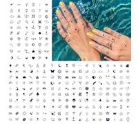 CHARLENT Petits Tatouages Semi-Permanents pour Adultes - Tatouages Réalistes, Imperméables, Durée de 2 Semaines, pour Femmes et Hommes, Doigts, Cou, Corps, S'estompent Naturellement, Sans Reflets