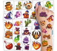 CHARLENT Tatouages Temporaires 3d Pailletés pour Enfants pour Halloween - 74 Feuilles Individuelles | Imperméables et Faciles à Décoller | Parfaits pour Les Fêtes D'Halloween des Enfants