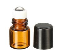 ChaRLes 1Ml Empty Amber Glass Roll On Bottle Refillable Metal Roller Ball Essential Oil Liquid Bottle