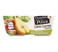 Charles & Alice Desserts fruités pommes et poires Williams, sans sucres ajoutés - Les 4 pots de 100g