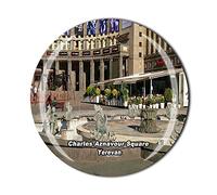 Charles Aznavour Aimant de réfrigérateur carré Yerevan Arménie en cristal souvenir de touriste collection cadeau
