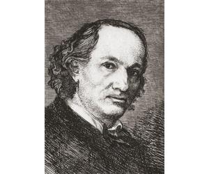 Charles Baudelaire. Nom complet Charles Pierre Baudelaire 1821 1867. Poète essayiste et critique d'art français. Après une œuvre de Felix Bracquemond. Poster imprimé par Ken Welsh (28 x 40 cm)