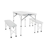 CHARLES BENTLEY Ensemble Camping Odyssey 4 Places, Banc Pliant en Aluminium, Table Pique-Nique avec sièges intégrés, Compact, transportable avec boîte (105x90x70cm)