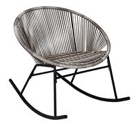 CHARLES BENTLEY Fauteuil à Bascule Zanzibar Gris, rotin tressé PE, intérieur/extérieur, Structure Acier, Finition Poudre Noire, léger, Style Moderne (74x77x72cm)