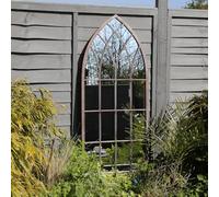 CHARLES BENTLEY Miroir Arche extérieur Gris, Grand Format, Style fenêtre Rustique, étanche, Fixation Murale, incassable, Verre 4mm, déco Jardin (115x50x2.5cm)