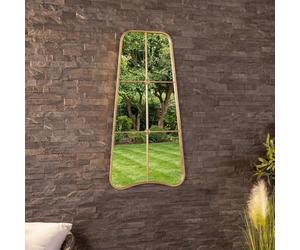 CHARLES BENTLEY Miroir Mural Copenhague doré, incassable, pour Jardin ou intérieur, Design décoratif, Fer et Aluminium, résistant intempéries (100x50cm)
