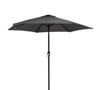 CHARLES BENTLEY Parasol métal 2.7m gris, inclinable, manivelle, mât 38mm, toile étanche, base autoportante, structure acier pour jardin terrasse (235.5x270cm)