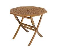 CHARLES BENTLEY Table octogonale Pliante en Bois FSC, Acacia huilée, Gain de Place, Trou pour Parasol, Style Classique, Couleur Naturelle, Jardin terrasse (90x90x74cm)