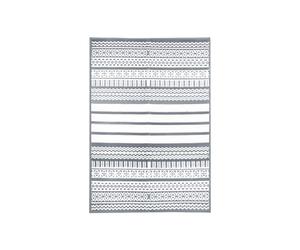 CHARLES BENTLEY Tapis extérieur Gris à Rayures géométriques, Plastique recyclé, léger, UV, imperméable, pour Balcon, Jardin ou Plage (170x120cm)