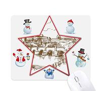 Charles Bridge Prague Czech Landmark Christmas Snowman Family Star Mouse Pad