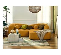 Charles - canapé d'angle droit 4 places en velours texturé - Jaune