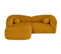 Charles - canapé d'angle gauche 4 places en velours texturé - Jaune Jaune