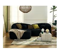 Charles - canapé d'angle gauche 4 places en velours texturé - Noir