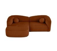 Charles - canapé d'angle gauche 4 places en velours texturé - Terracotta