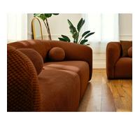 Charles - canapé droit 2 places en velours texturé - Terracotta