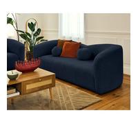 Lisa Design - Charles - canapé Droit 3 Places en Velours texturé, Bleu Marine