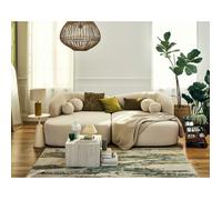 Charles - canapé droit 4 places avec double méridienne - assise profonde - en velours texturé - Beige