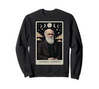 Charles Darwin Evolution Theory Carte de Tarot Motif Lune sorcière Sweatshirt