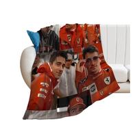 Charles Leclerc - Couverture polaire en flanelle ultra douce - Élégante pour chambre à coucher, salon, canapé - Couverture chaude pour toutes saisons - 100 x 130 cm
